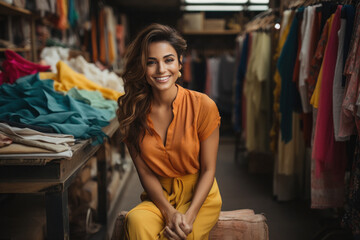 Young and confident businesswoman or fashion designer giving happy expression.