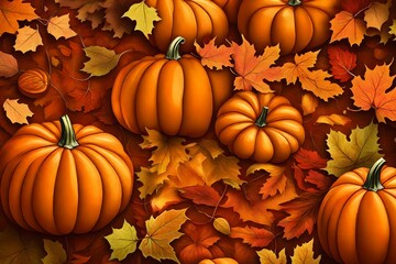 Naklejka na ściany i meble Autumn Pumpkin Thanksgiving Background