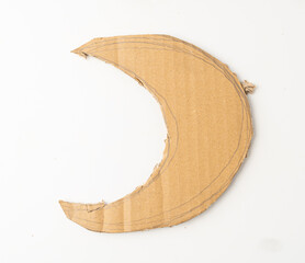 Cardboard Moon, Crescent Moon Made of Carton Piece