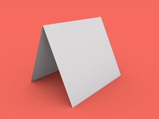 Blank advertising stand mockup on red background. 3d render illustration.