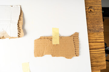 Cardboard Pieces Textured Background, Carton Piece with Copy Space, Ripped Kraft Paper Wallpaper