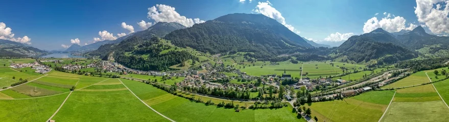 Fotobehang Blick auf den Sarnersee (Giswil), Kanton Obwalden, Schweiz, September 2023 © Zarathustra