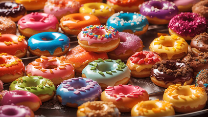 Morning Delight - Vibrant Frosted Donuts in Seasonal Rainbow Colors