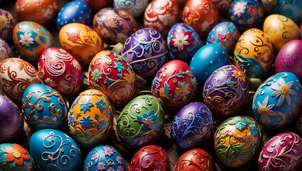 Easter Egg Extravaganza - Intricately Decorated Swirls, Flowers, and Stars