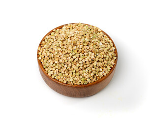 Raw Green Buckwheat Pile Isolated, Dry Buck Wheat Grains, Russian Kasha Heap, Uncooked Buckwheat Cut Out