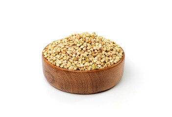 Raw Green Buckwheat Pile Isolated, Dry Buck Wheat Grains, Russian Kasha Heap, Uncooked Buckwheat Cut Out