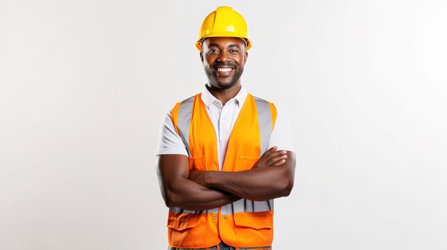 construction worker isolated on white background. generative ai