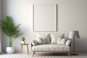 Modern Aesthetic Interior Design with Small Blank Poster Created with Generative AI