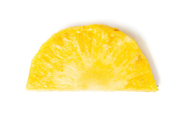 Pineapple Cuts Isolated, Raw Ananas Pieces, Comosus Tropical Fruit Chunks, Ripe Pine Apple Slices on White