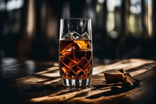 Highball whiskey glass on table