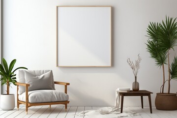 Modern Aesthetic Interior Design with Small Blank Poster Created with Generative AI