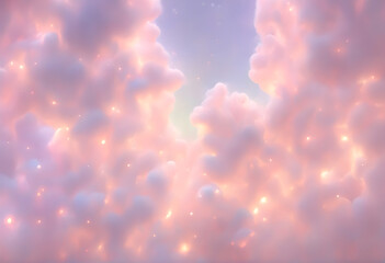 Fototapeta premium soft focus unimaginable clouds image of a very beautiful heaven. angel Magic clouds, radiating a sense of otherworldly beauty and serenity, warm, pastel, clouds, realm of dreams, Generative AI.