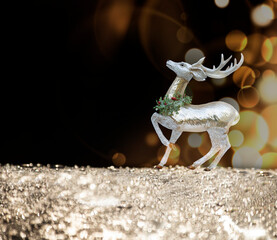 Christmas New Year background. Sparkling  reindeer and sparkling silver background. Lots of free...