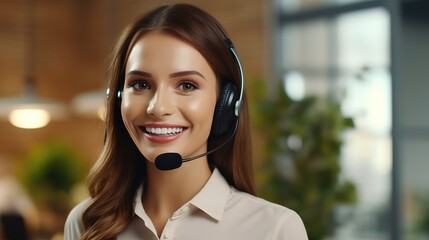 woman call center operator. service representative. generative ai