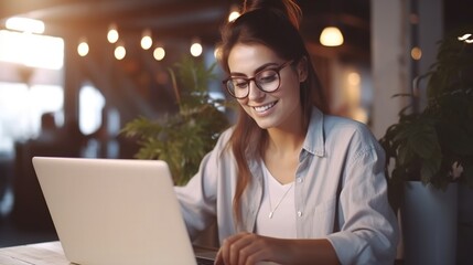 beautiful confident businesswoman using a laptop computer