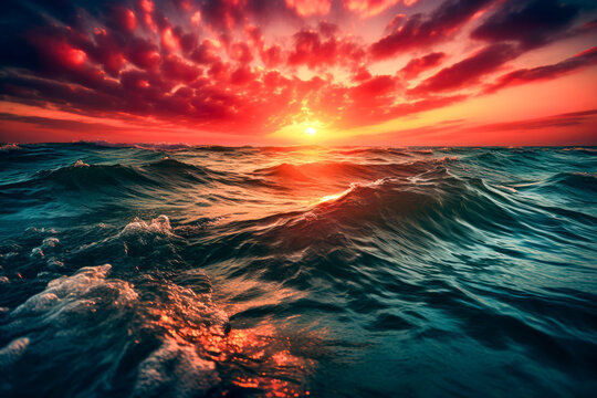 Beautiful seascape. Sunset over the sea. Nature composition. © mila103