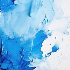 Acrylic white and blue background, splashes, brush strokes
