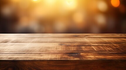 Old wooden table with blurred background.