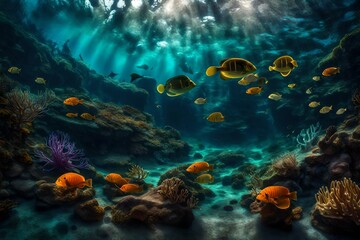 Obraz na płótnie Canvas Underwater world - panorama