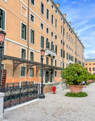 Landscape of Venice views, concept of vacation in Italy. New places for trip. Ideas for journey.