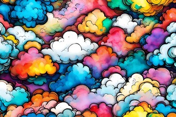 Clouds of bright colorful ink