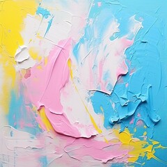 Acrylic pink and blue background, splashes, brush strokes