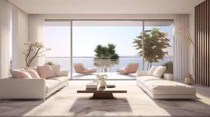 beautiful pool villa penthouse home apartment with sunning ocean open view beautiful home interior design creative ideas concept,ai generate