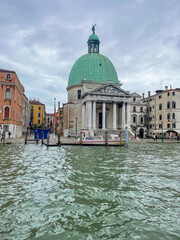 Naklejka premium Landscape of Venice views, concept of vacation in Italy. New places for trip. Ideas for journey.