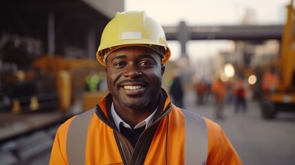 civil engineer or architect is working while wearing a safety helmet. generative ai