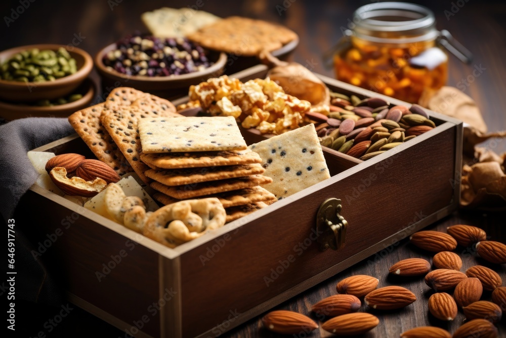 Poster a box of cookies and nuts.