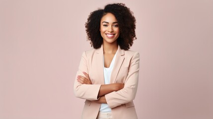 Close up portrait of smiling young Caucasian woman look at camera . Smiling lady executive manager, secretary delivering professional business. generative ai