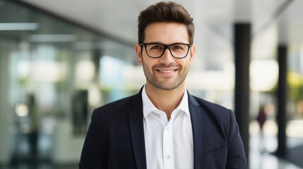 Fototapeta premium portrait of a handsome businessman in office. generative ai