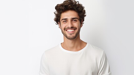 portrait of a smiling man isolated on white background - obrazy, fototapety, plakaty