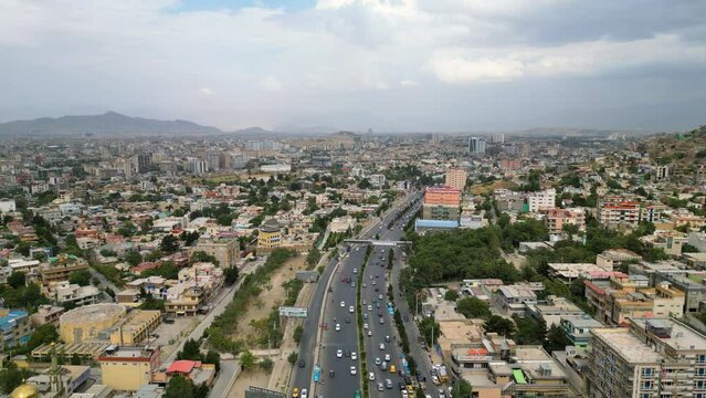 Aerial view of Kabul city Afghanistan