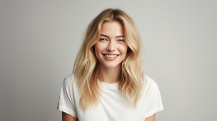 Fototapeta premium portrait of a pretty woman on studio background. generative ai