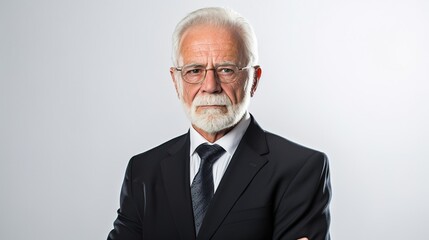 portrait of a mature businessman standing on white background - obrazy, fototapety, plakaty