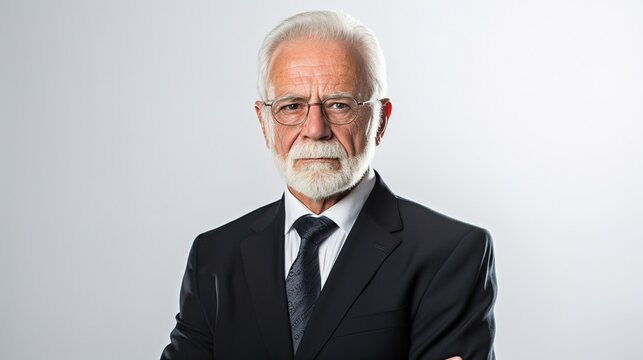 Portrait Of A Mature Businessman Standing On White Background