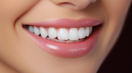 Fototapeta premium A young woman's smile shows off her pearly whites. a consequence of the teeth-whitening process. The picture represents dental treatment for the mouth. generative ai