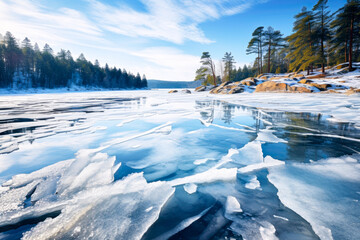 Frozen lake in the winter.