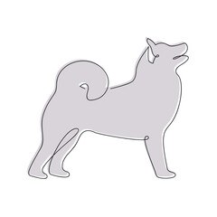 Grey dog drawn in one continuous line. One line drawing, minimalism. Vector illustration.