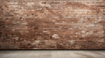A brick wall with a wooden floor. Abstract concept design. Generative AI.