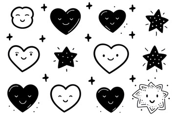 Cute star doodle set.
