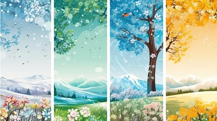 Fotobehang Four season of year. vertical nature banner © thesweetsheep