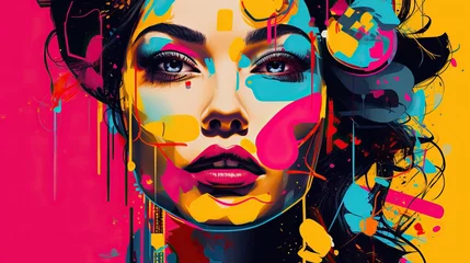 Poster Fashion lady pop art collage style neon bold color © thesweetsheep