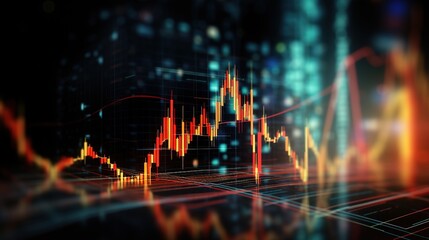 Business candle stick graph chart of stock market investment trading on blue background. Bullish point, up trend of graph