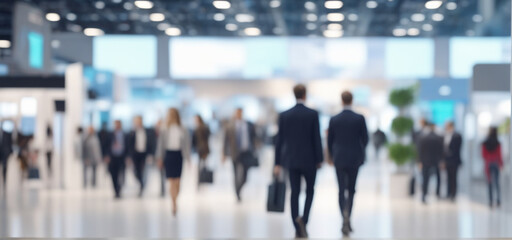 Blurred Business People Walking at a Trade Fair