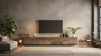 a TV cabinet on an interior wall