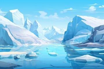 Glacier with icebergs.