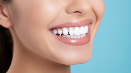 Fototapeta premium close up of a woman smiling, teeth whitening, a stunning feminine grin. tooth care. notion of dentistry. 