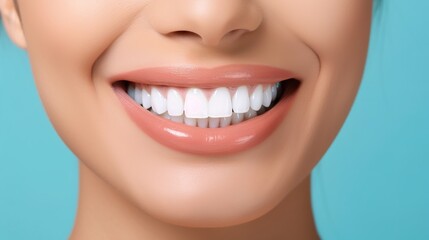Obraz premium closeup of smile with white healthy teeth. notion of dentistry. generative ai